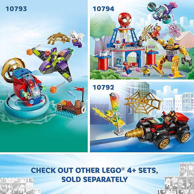 LEGO Marvel Team Spidey Web Spinner Headquarters Building Toy - Pretend Play Spidey and His Amazing Friends Toys Playset for Boys &amp Girls Ages 4+ Years - 3 Superhero Minifigures - 10794