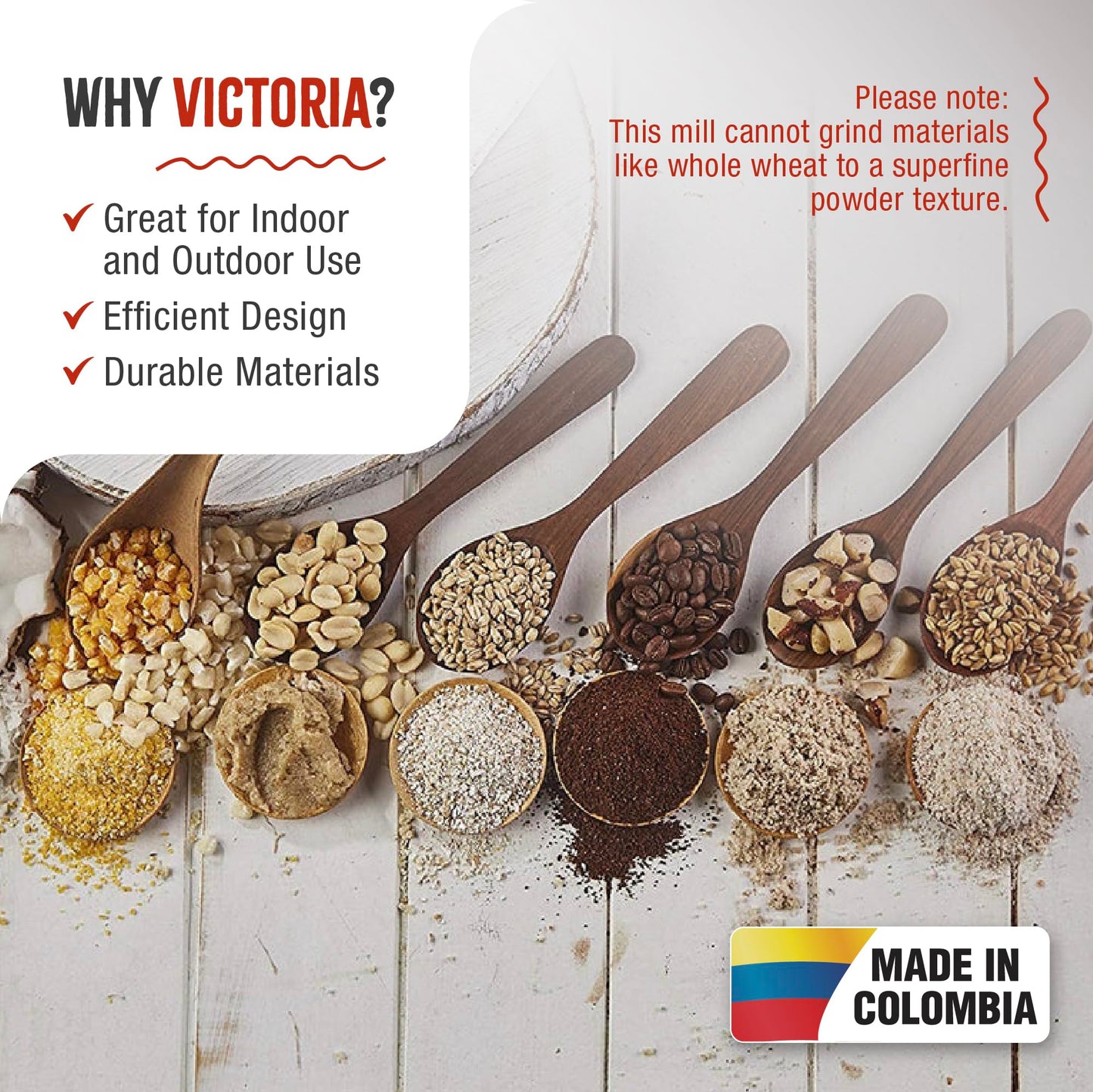 Victoria Manual Cast Iron Grain Mill with High Hopper, Premium Corn-Grinding Mill and Grain Grinder, Made in Colombia