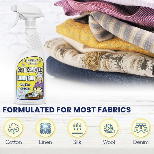 Grandma's Secret Spot Remover Laundry Spray - Toxin-Free Fabric Stain Remover for Oil, Paint, Blood & Pet Stains - 16 oz & 2 oz DuoPack