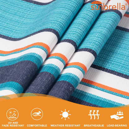 Lazy Daze Hammocks 12 FT Sunbrella Fabric Hammock Non-Fading with Spreader Bars and Free Pillow Fits for 2 Persons, All Weather and Fade Resistant for Patio Yard, 450 lbs Capacity, Token Surfside