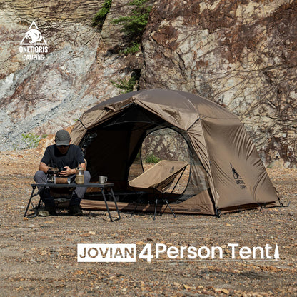 OneTigris JOVIAN 4 Person Camping Tent 3 Season Family Shelter Easy Setup Outdoor Backpacking with 2000mm Outer Rainfly, 5000mm Bottom & Waterproof Floor Mat