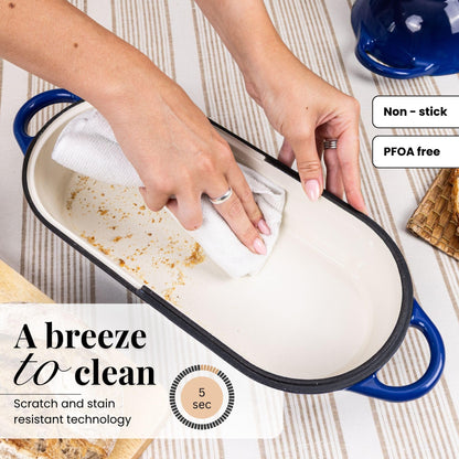 Nuovva Enamelled Cast Iron Cookware Bundle – Dutch Oven Pot with Lid, Casserole Dish & Bread Loaf Pan – Premium Ovenproof Cookware Set for Baking, Roasting & Everyday Cooking
