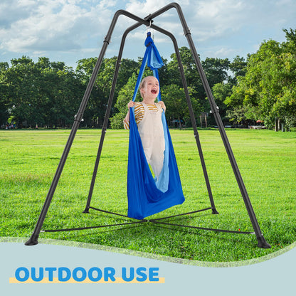 Swing Stand Frame with Sensory Pod Swings and Chair, Sensory Swing Set, X-Shaped Swing Frame, Heavy-Duty Metal Hammock Chair Stand for Adults Indoor and Outdoor 330LBS(Blue)