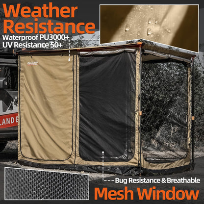 ALL-TOP Awning Room with Floor 6.6' x 8.2' Rip-Stop 210D Oxford Awning Tent with Bug-Resistance Mesh, Waterproof Sun Shelter for Overland, Camping(Room Only)