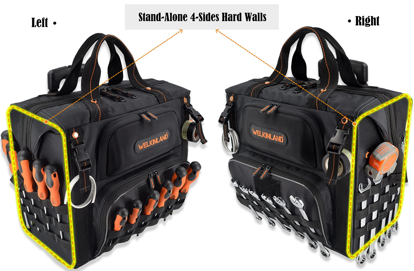 WELKINLAND 46Pockets-26" Rolling tool bag, Tools bag with wheels, Rolling tote bag, Tool tote, HVAC tools bags, Electrician tool bag, Tool bag organizer, Tool bags for men