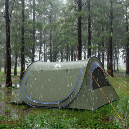 Night Cat Pop-up Camping Tent with Inflatable Double Sleeping Pad Double Sleeping Bag for 2 Persons Tent Combo Set