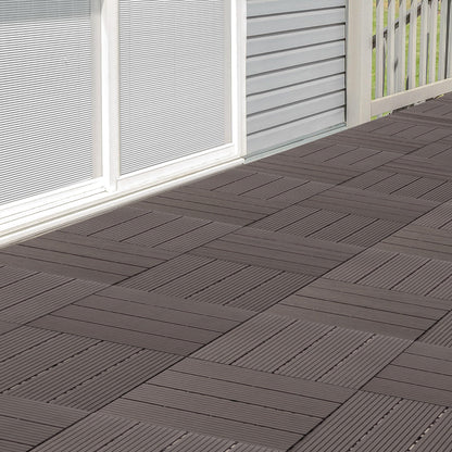 Interlocking Deck Tiles - 30-Pack 11.6-in Wood Plastic Composite All-Weather Outdoor Flooring Balcony Poolside or Patio by Pure Garden (Gray)