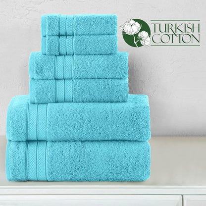Elegant Comfort 6-Piece Towel Set - Premium Soft 100% Turkish Cotton, Quick-Drying Aqua Towels