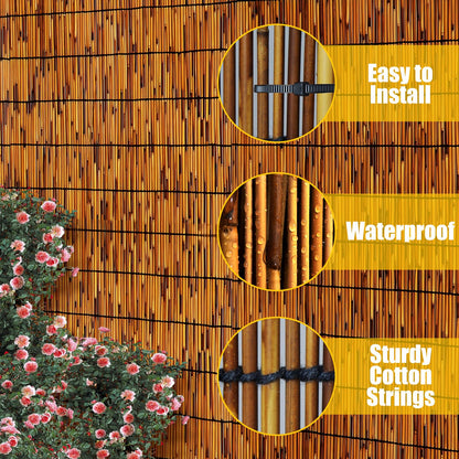 PAKNANO 2 Pack Natural Reed Fence,4FT X 16.4FT Bamboo Fencing Privacy Reed Screening for Outdoor, Gallery, Restaurant, Hotel, Patio (Brown)