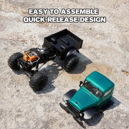 EAZYRC FMS FCX24 Power Wagon 1/24 RC Crawler Brushless 4x4 RTR Rock Crawler with Metal Suspension 2-Speed Transmission PC Hard Body – RC Car for Adults and Gift