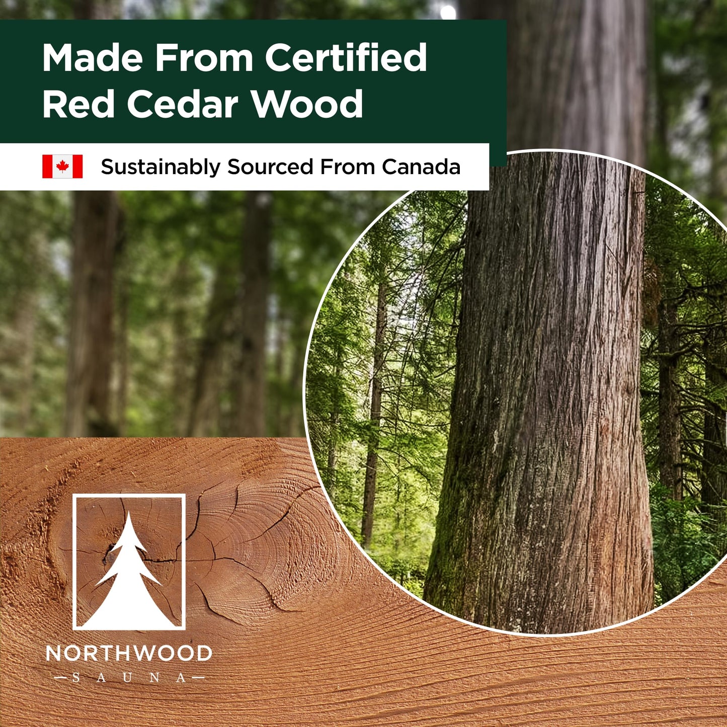 Northwood Sauna - Sauna Accessories Kit - Handmade from Canadian Red Cedar Wood - Core Set (Bucket & Ladle, Thermometer & Hygrometer, Sand Timer, Aromatherapy Cup)
