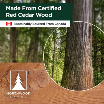 Northwood Sauna - Sauna Accessories Kit - Handmade from Canadian Red Cedar Wood - Core Set (Bucket & Ladle, Thermometer & Hygrometer, Sand Timer, Aromatherapy Cup)
