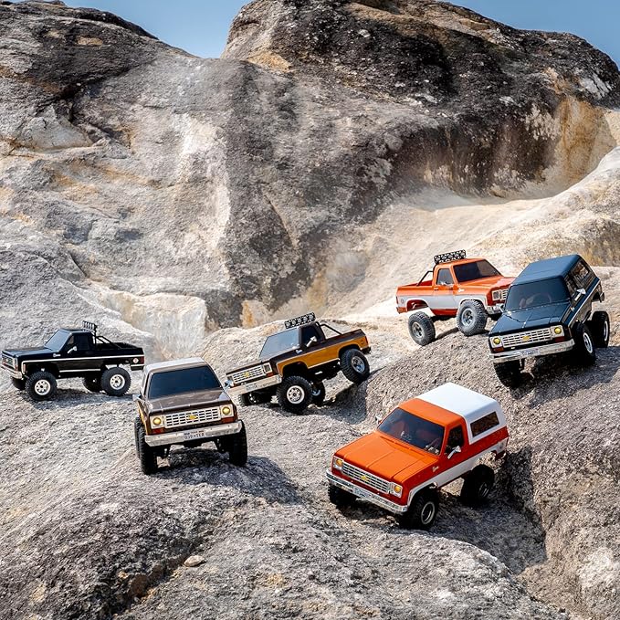 BEEZRC FMS 1/24 RC Crawler Officially Licensed Chevy K5 Blazer RC Car FCX24 RTR RC Pickup Truck SUV 4WD 2.4GHz Hobby RC Model 8km/h Mini car RC Off-Road Remote Control Car (Brown)