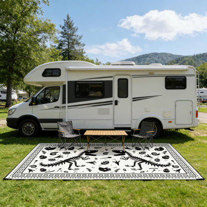CircleRoad RV Outdoor Rug 9x18 Waterproof Patio Rug Mat with 4 Stakes UV Resistant Reverisble Plastic Straw Outdoor Rug with Carry Bag for RV Camping Picnic Beach Backyard