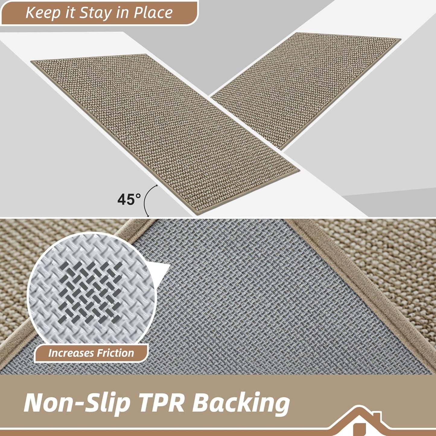 BEQHAUSE Dirt Trapper Door Mat - Non-Slip, Washable, Absorbent | 36" x 60", Light Beige for Entryway