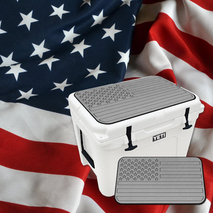 USATuff SeaDek EVA Mat Cooler Pad fits YETI 45 Tundra | Peel & Stick Application | Non Slip Comfort Accessories - US Flag (StormGray-Black)