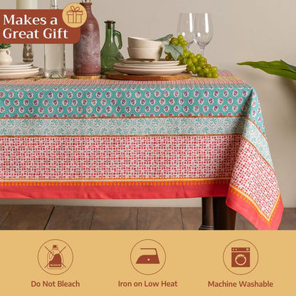 Maison d' Hermine Table Cloth Rectangle Table 100% Cotton 60 x 108 Inches Tablecloth Reusable Decorative for Dining Kitchen Room Farmhouse Home Gifts for Mothers Day Spring Summer - Provence