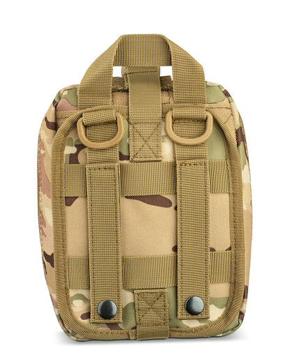 Scherber Premium IFAK Kit Trauma Pack | HSA/FSA Approved | SOF Tourniquet, QuikClot 4x4 HyFin Chest Seal, Israeli Bandage | Fully Stocked MOLLE Pouch for Gunshot, Bleeding, Major Wound Care (Camo)