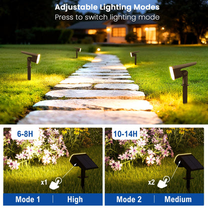 JEJOT Solar Lights Outdoor Waterproof IP65, Super Bright LED with Lens, 3000K 2 Lighting Modes, Solar Powered Yard Garden Solar Spot Lights for Outside Landscape Auto On/Off -8 Pack