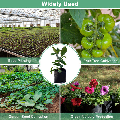 M METERXITY 200-Pack Nursery Growing Bags, 6.7" x 9.8" Thicken Plastic Nursery Bags, Gardening Seed Plant Bags for Potato/Flower/Tomato/Plant Starts/Home Gardening Supplies [Black]