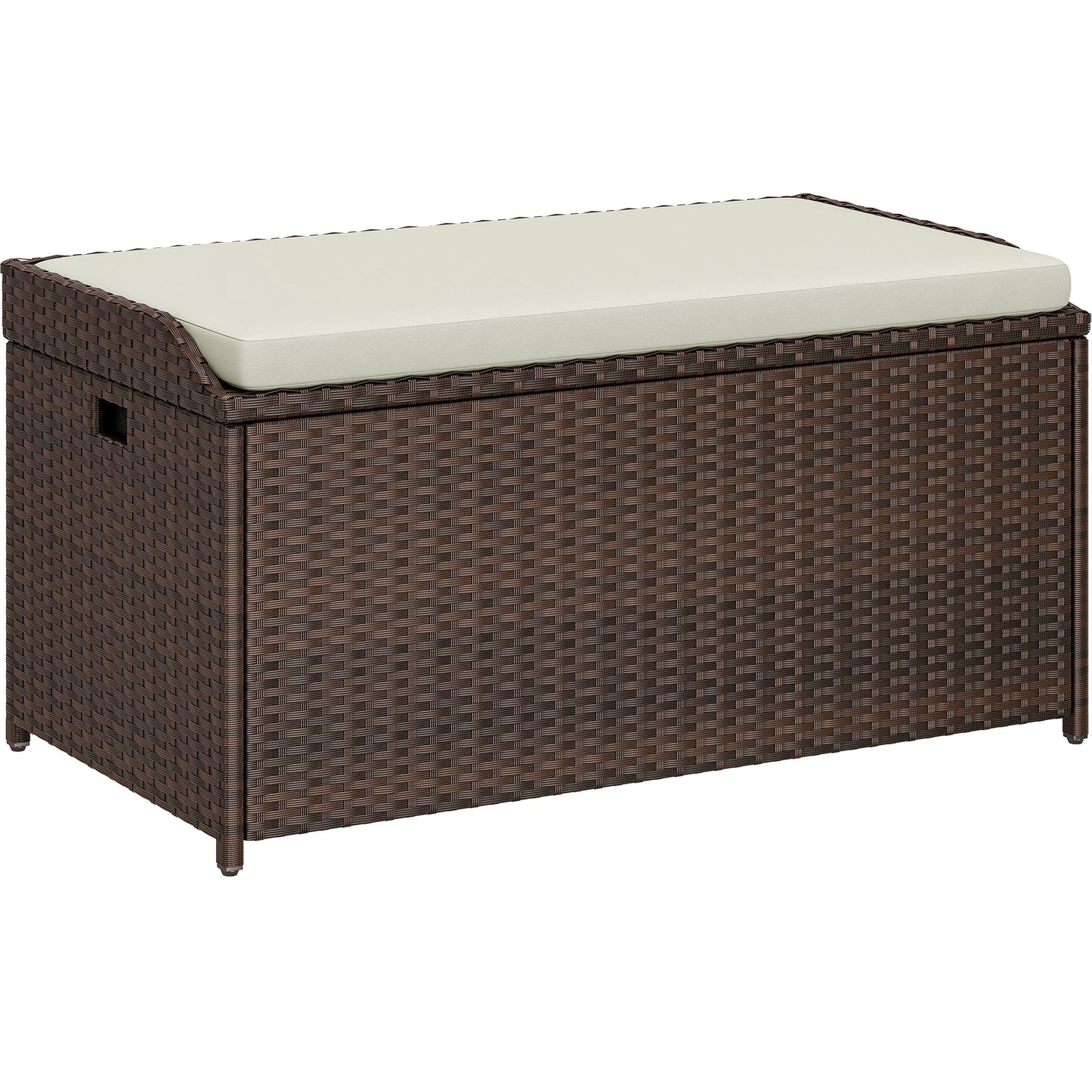 YITAHOME Outdoor Storage Bench, 70 Gallon PE Rattan Patio Storage Bench w/Handles and Soft Cushion,Outdoor Storage Box for Patio, Yard, Lawn, Garden