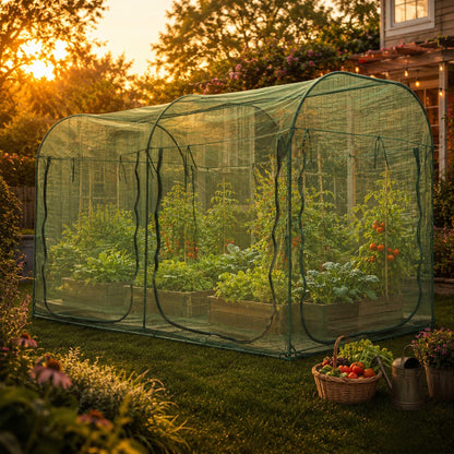 Poray Large Tunnel 10FTx6FT Plant Netting Cover, 6FT Tall Crop Cage Tomato Netting,Pest Guard Cover for Vegetables &Fruits,Durable Gardening Net for Plant and Animal