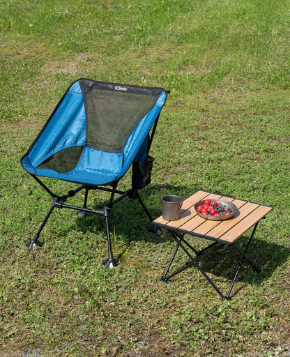 iClimb 1 Light Folding Table and 1 Ultralight Anti-Sinking Folding Chair Bundle for Adults Outdoor Camping Beach Concert
