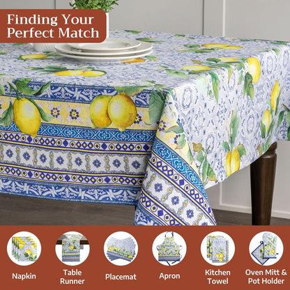 Maison d' Hermine Table Cloth Rectangle Table 100% Cotton 60 x 120 Inches Tablecloth Reusable Decorative for Dining Kitchen Room Farmhouse Home Gifts for Mothers Day Spring Summer - Citrus