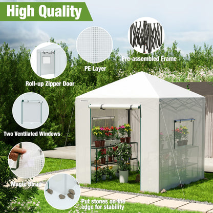 WORKPRO Greenhouse, 94" x70" x98" Pop-up Greenhouse for Outdoors , Heavy Duty Gardening House with Sturdy PE Cover, Roll-up Entry Doors and 2 Screen Windows, for Patio, Backyard, Balcony
