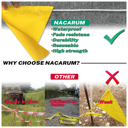 NACARUM OSHA Perimeter Marking Flags (408FT String) Warn of Hazardous Areas, Traffic Control.Marking Construction Sites, Scaffolding, Sporting Events, Private Property.