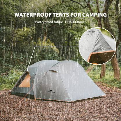 Naturehike KOTA 4/6/8 Person Camping Tent, Double Layer Waterproof 4 Person 6 Person 8 Person Tents for Camping, Large and Tall Family Tent with Vestibules Porch