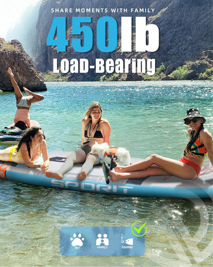 SPORIT 11'6" x 35" Extra Wide Inflatable Paddle Board for Adults, 450 lb Capacity Wide Stable Stand Up Paddle Board, 2–3 Person SUP, Heavy Duty 22 PSI, US Fin, Kayak D Rings, Large Stable Paddleboard