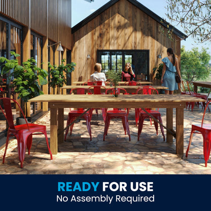 Flash Furniture Hercules Series 8' x 40" Rustic Solid Pine Folding Dining Table, Rectangular Antique Farmhouse Dining and Event Extension Table
