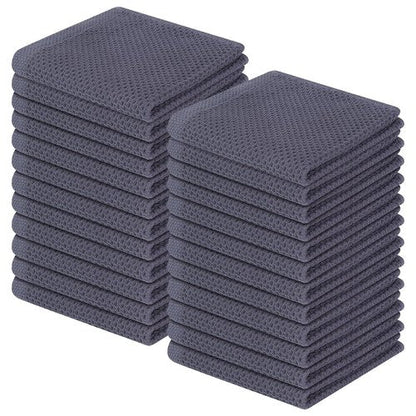 Homaxy 100% Cotton Waffle Weave Kitchen Dish Cloths, Ultra Soft Absorbent Quick Drying Dish Towels, 12 x 12 Inches, 24-Pack, Dark Grey