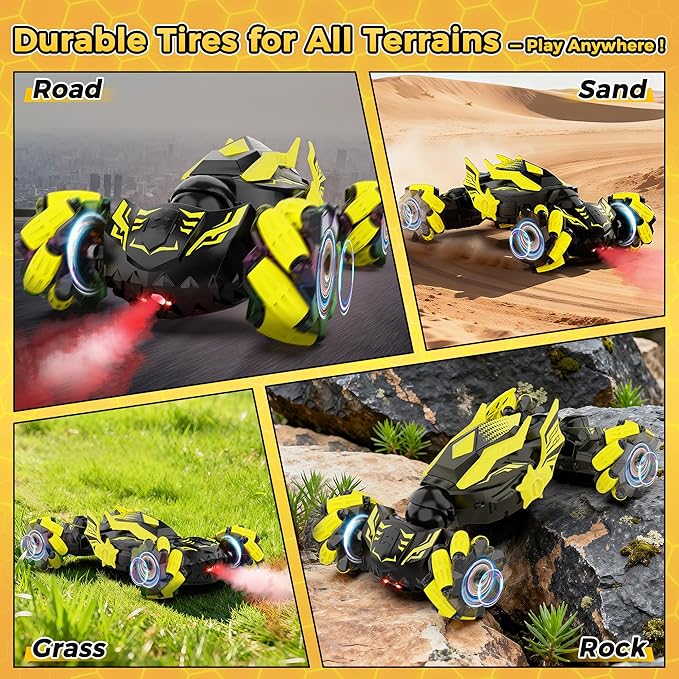Gesture Sensing RC Stunt Car Toys for 6-12 Years Old Boys Hand Controlled Remote Controlled Car 2.4GHz &amp 4WD  360° Drifts Offroad with Lights &amp Music Christmas Birthday Gifts for Kids Ages
