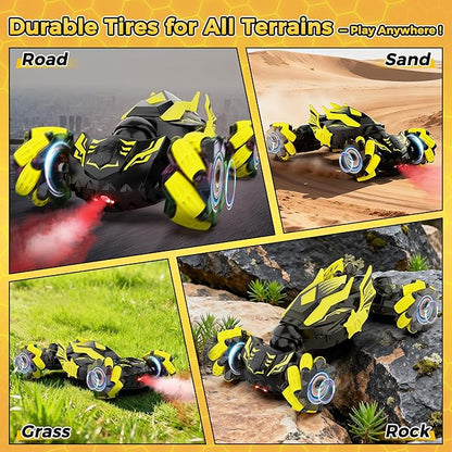 Gesture Sensing RC Stunt Car Toys for 6-12 Years Old Boys Hand Controlled Remote Controlled Car 2.4GHz &amp 4WD  360° Drifts Offroad with Lights &amp Music Christmas Birthday Gifts for Kids Ages
