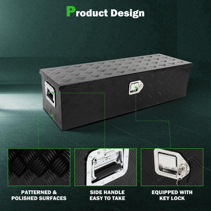 SCITOO 39 Inch Aluminum Truck Bed Tool Box,Heavy Duty Diamond Plate Crossover Storage for Most Full Size Pickups,Lockable Weatherproof Chest,Fits 39" Truck Beds,Easy Access to Load and Unload