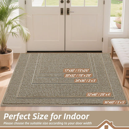 BEQHAUSE Dirt Trapper Door Mat - Non-Slip, Washable, Absorbent Entrance Mat | 20" x 32", Light Beige