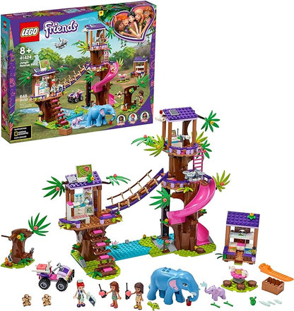 LEGO Friends Jungle Rescue Base 41424 Building Toy for Kids Animal Rescue Kit That Includes a Jungle Tree House and 2 Elephant Figures for Adventure Fun (648 Pieces)