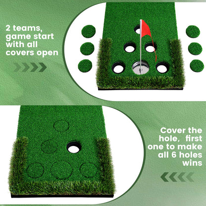 Golf Putting Game Set Putting Green Indoor Outdoor Putting Mat with 2 Putters 2 Balls 2 Cups & Flags Backyard Party Office Golf Game for Young Adults Fathers & Golfers