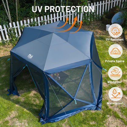 Timber Ridge Pop Up Gazebo Tent, 12.1 x 10.5 ft, Waterproof Screen House with Wind Panels, UV Protection, Navy Blue