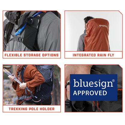 AMPEX Hiking Backpack | Camping Essentials Lightweight Backpack for Men & Women, Travel Bag for Backpacking, Camping, Hunting and More (50 Liter)