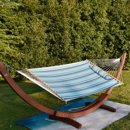 Lazy Daze Hammocks 12 FT Sunbrella Fabric Hammock Non-Fading with Spreader Bars and Free Pillow Fits for 2 Persons, All Weather and Fade Resistant for Patio Yard, 450 lbs Capacity, Dolce Oasis