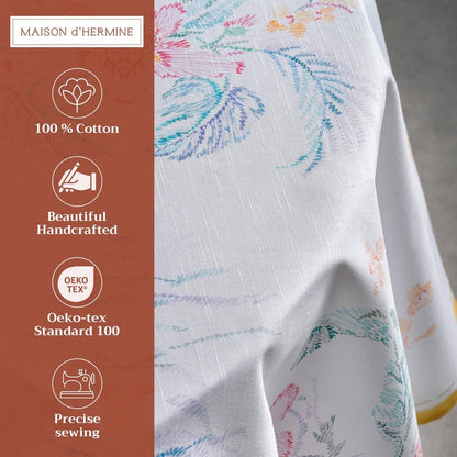 Maison d' Hermine Table Cloth Round Table 100% Cotton 69 Round Inches Tablecloth Reusable Decorative for Dining Kitchen Room Farmhouse Home Gifts for Mothers Day Spring Summer - Paradise Island