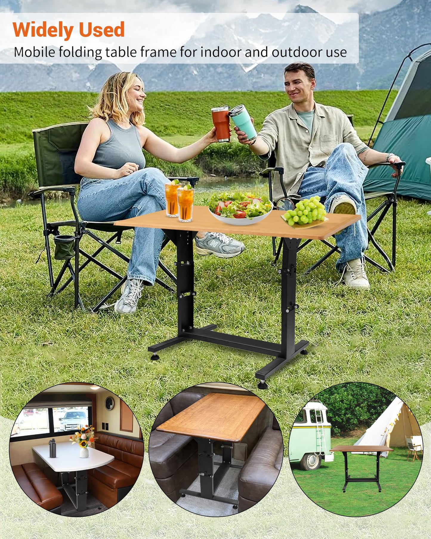 CGENWDCH Adjustable RV Folding Table Legs, Portable Dinette Table Base Legs Stand/Bed Base Replacement, Fit for RV/Yachts/Camping and Various Outdoor Activities, Stable Support for Table