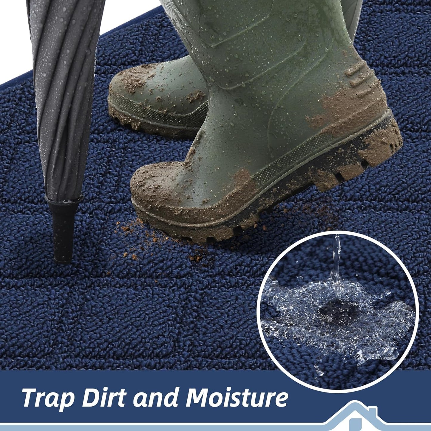 BEQHAUSE Dirt Trapper Door Mat - Non-Slip, Washable, Absorbent Entrance Mat | 36" x 60", Blue
