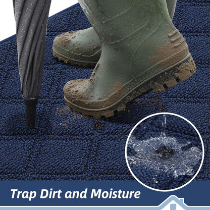 BEQHAUSE Dirt Trapper Door Mat - Non-Slip, Washable, Absorbent Entrance Mat | 36" x 60", Blue