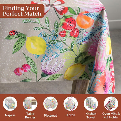 Maison d' Hermine Table Cloth Rectangle Table 100% Cotton 60 x 120 Inches Tablecloth Reusable Decorative for Dining Kitchen Room Farmhouse Home Gifts for Mothers day Spring Summer - Jardin D'Ete - Fog