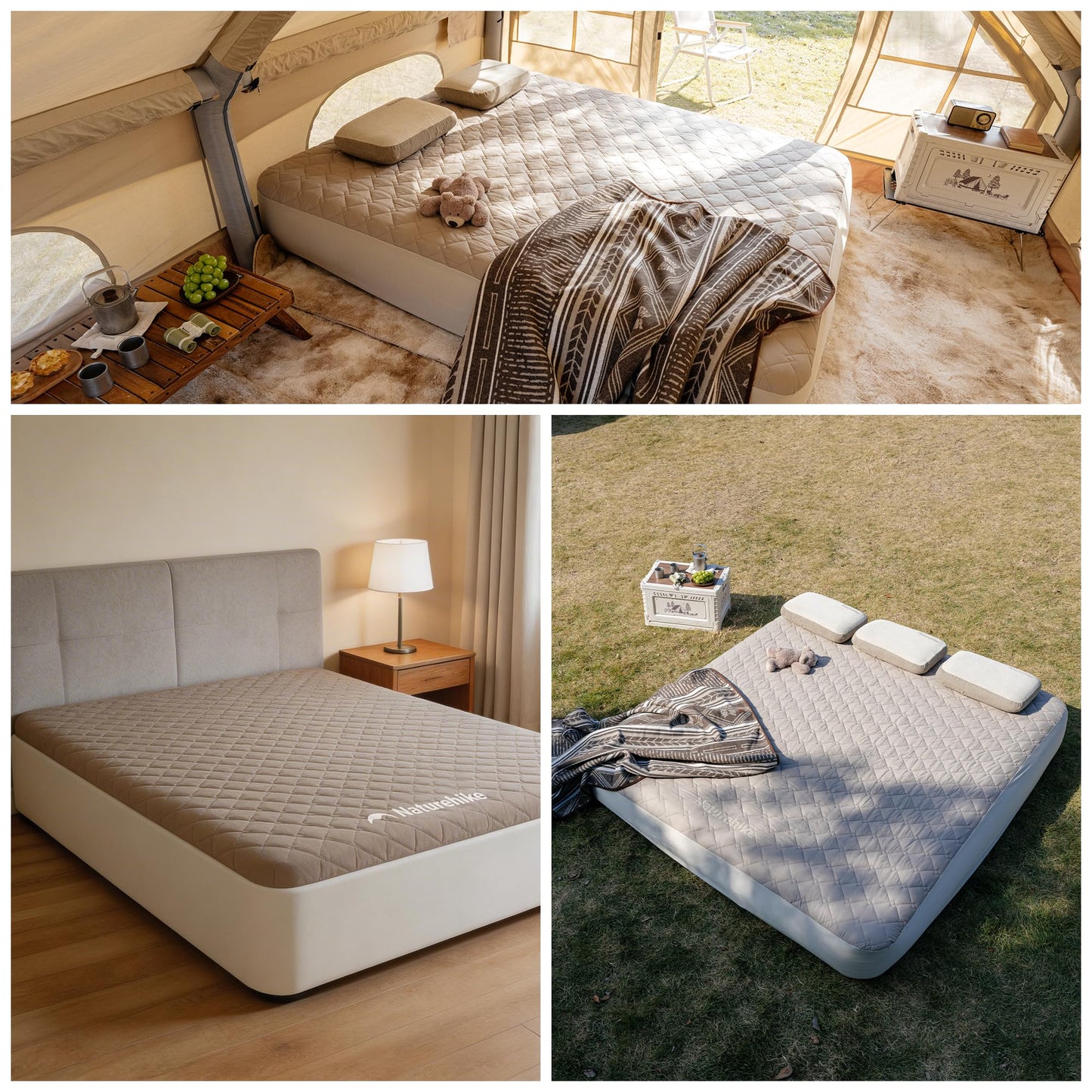 Drop Stitch Queen Air Mattress with Rechargeable Built in Pump & Washable Mattress Protector, 882 LBS Support, Adjustable Firmness, 1.5 Min Fast Inflate Inflatable Mattress for Home, Camping, Guest