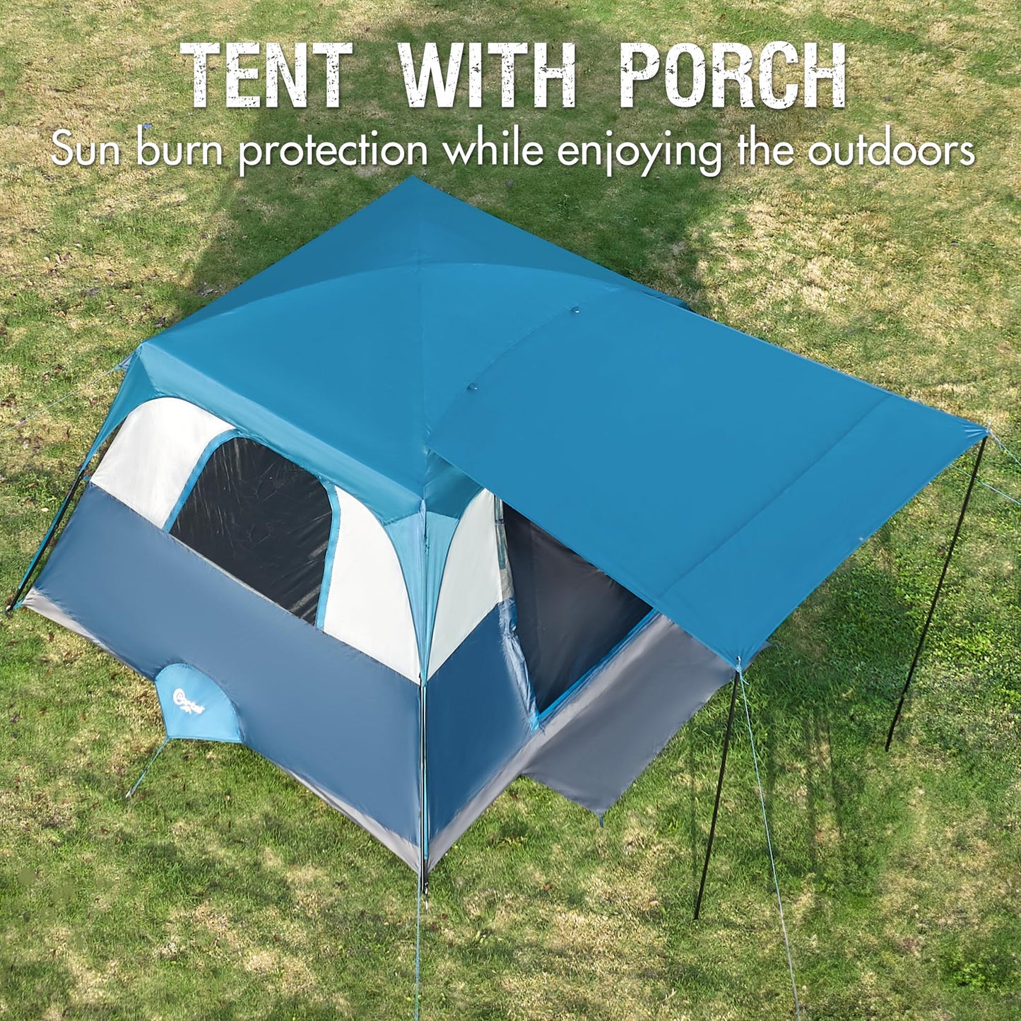 Portal 6 Person Cabin Tent for Camping with Porch, Family Waterproof Camping Tent with Rainfly and Carry Bag, 76" Tall Outdoor Tents for Camping